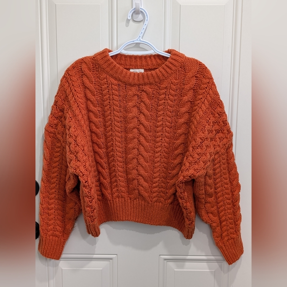 Debut Cozy Orange Cable Knit Sweater
